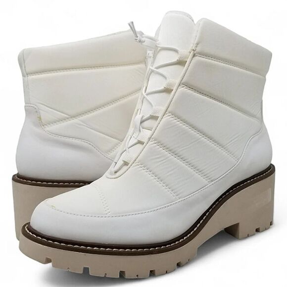 Blondo Daisy  Waterproof Lug Sole Boot in White Nylon - Picture 1 of 16